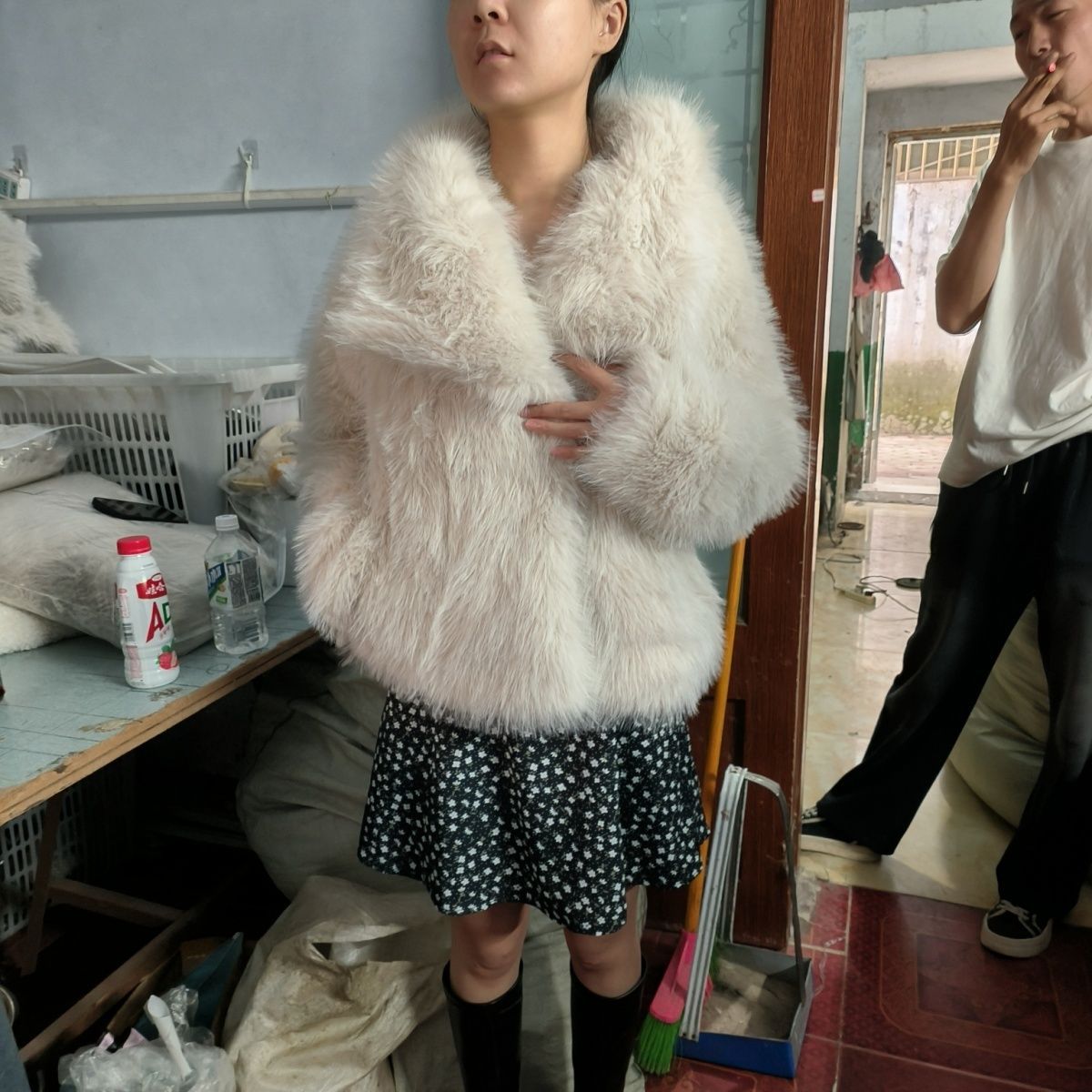 Chaqueta de invierno de piel sintética para mujer