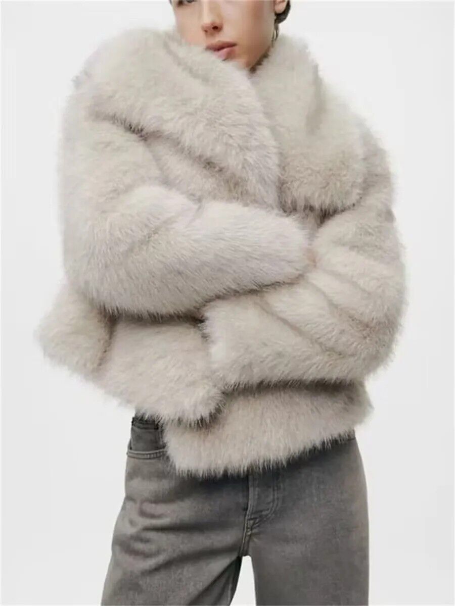 Chaqueta de invierno de piel sintética para mujer