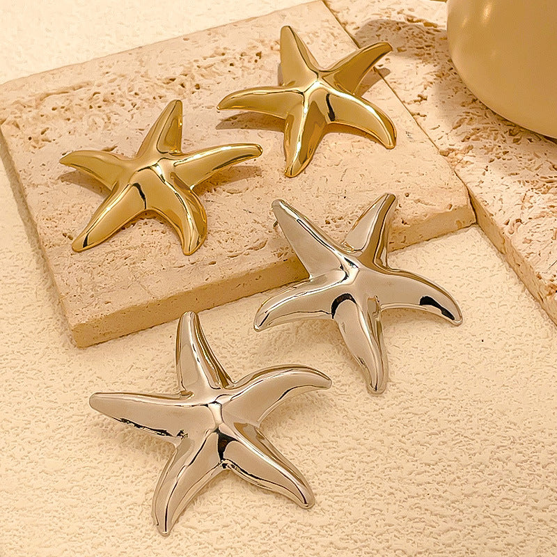 Pendientes con forma de estrella de mar elegante