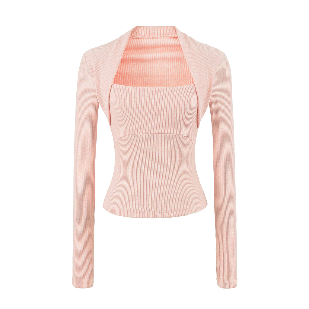Casual Slim Fit Hooded Long Sleeve Faux Two-Piece Sweatshirt Top with Trendy Pants Set