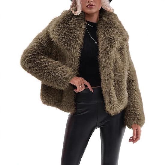 Chaqueta de invierno de piel sintética para mujer