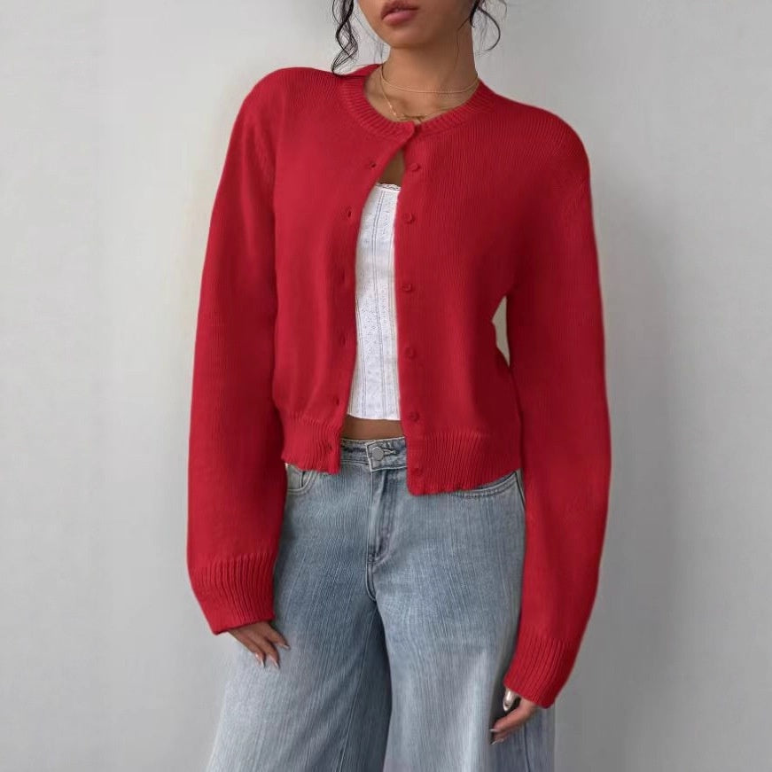 Top de cardigan de punto de estilo americano