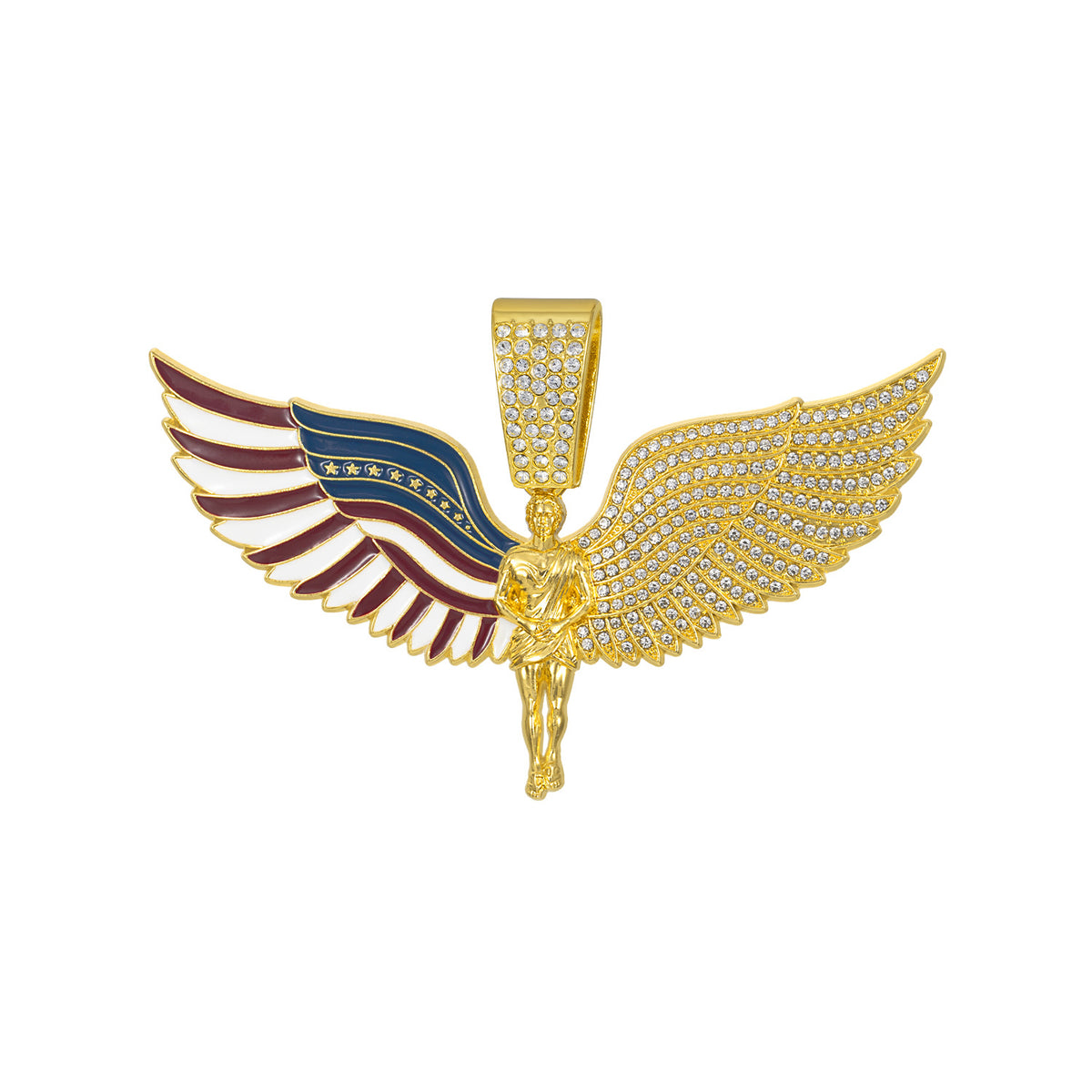 Collar con alas de �ngel y colgante grande con cadena cubana