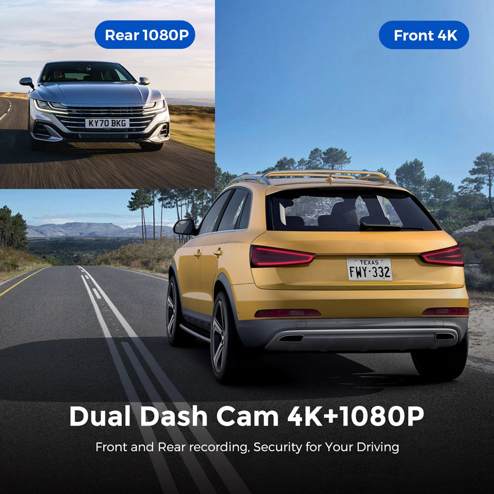Camara de coche 4K de doble lente con vision nocturna, WiFi y GPS