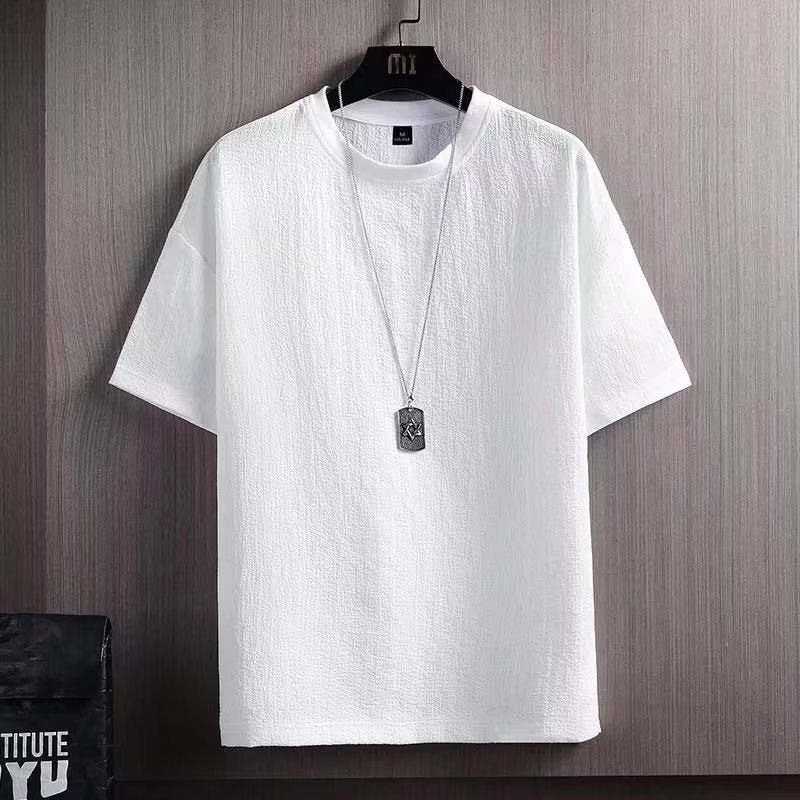 Camiseta de manga corta para hombre de algod�n y lino