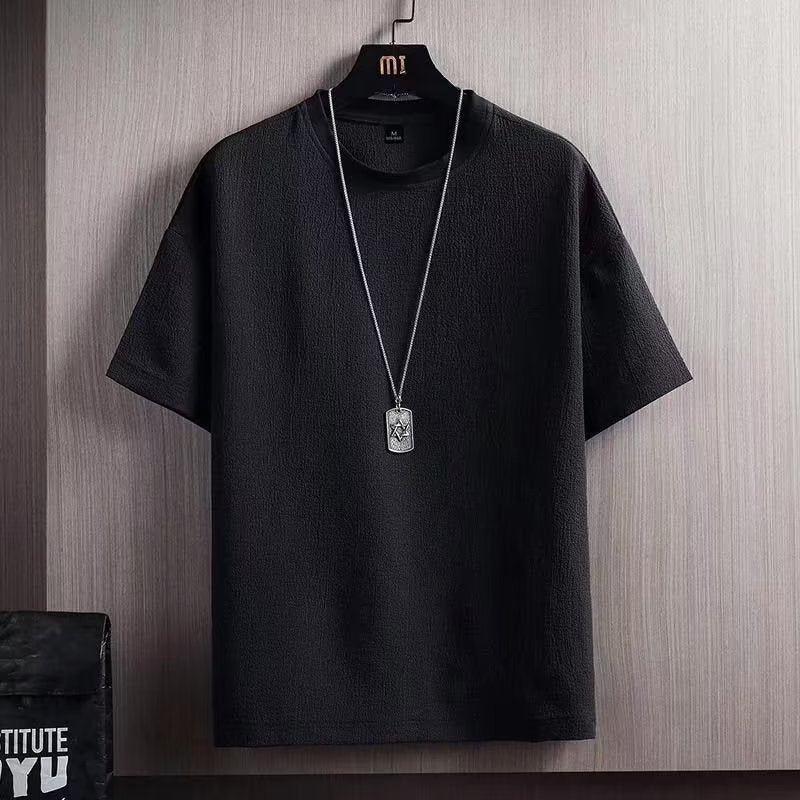 Camiseta de manga corta para hombre de algod�n y lino