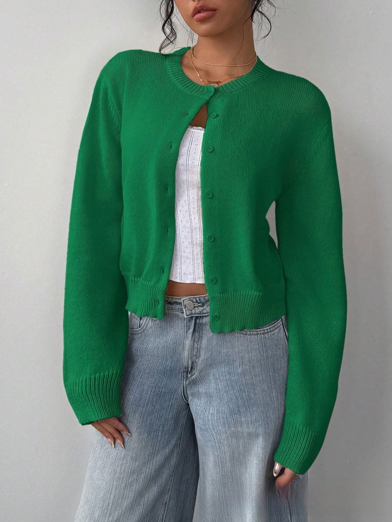 Top de cardigan de punto de estilo americano