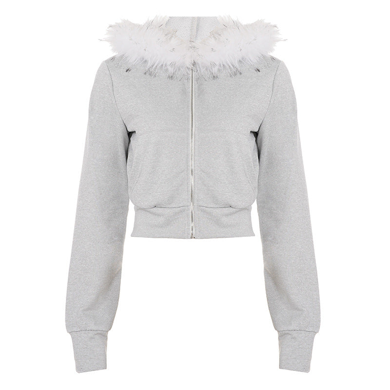 Chaqueta sudadera de mujer con detalles de piel