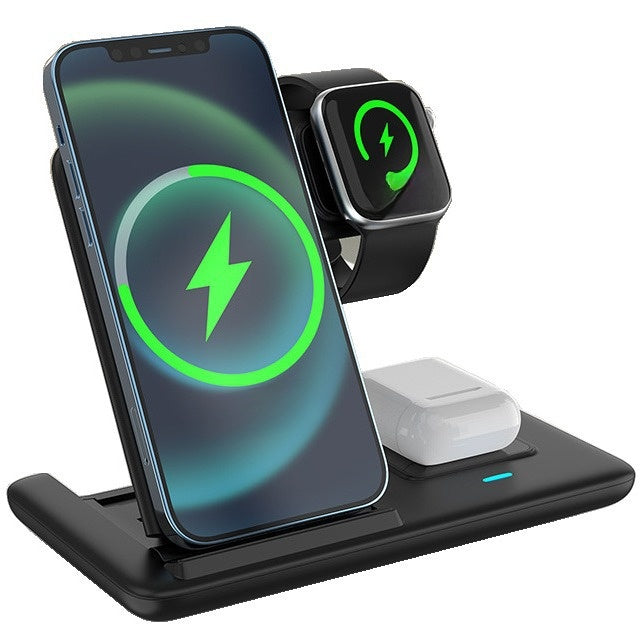 Soporte de Carga Inalámbrica Plegable 3 en 1 | Carga Simultánea para Móvil, Smartwatch y Auriculares | Orden y Potencia en tu Mesa