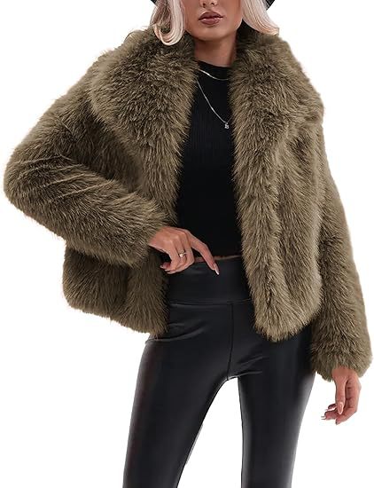 Chaqueta de invierno de piel sintética para mujer