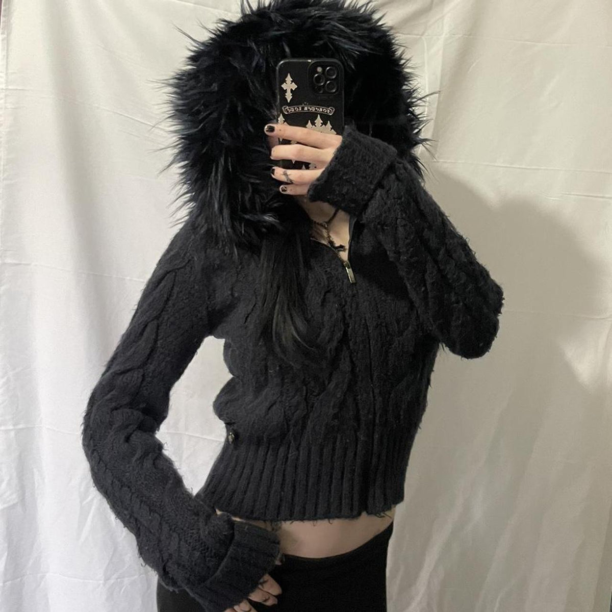 Chaqueta sudadera de mujer con detalles de piel