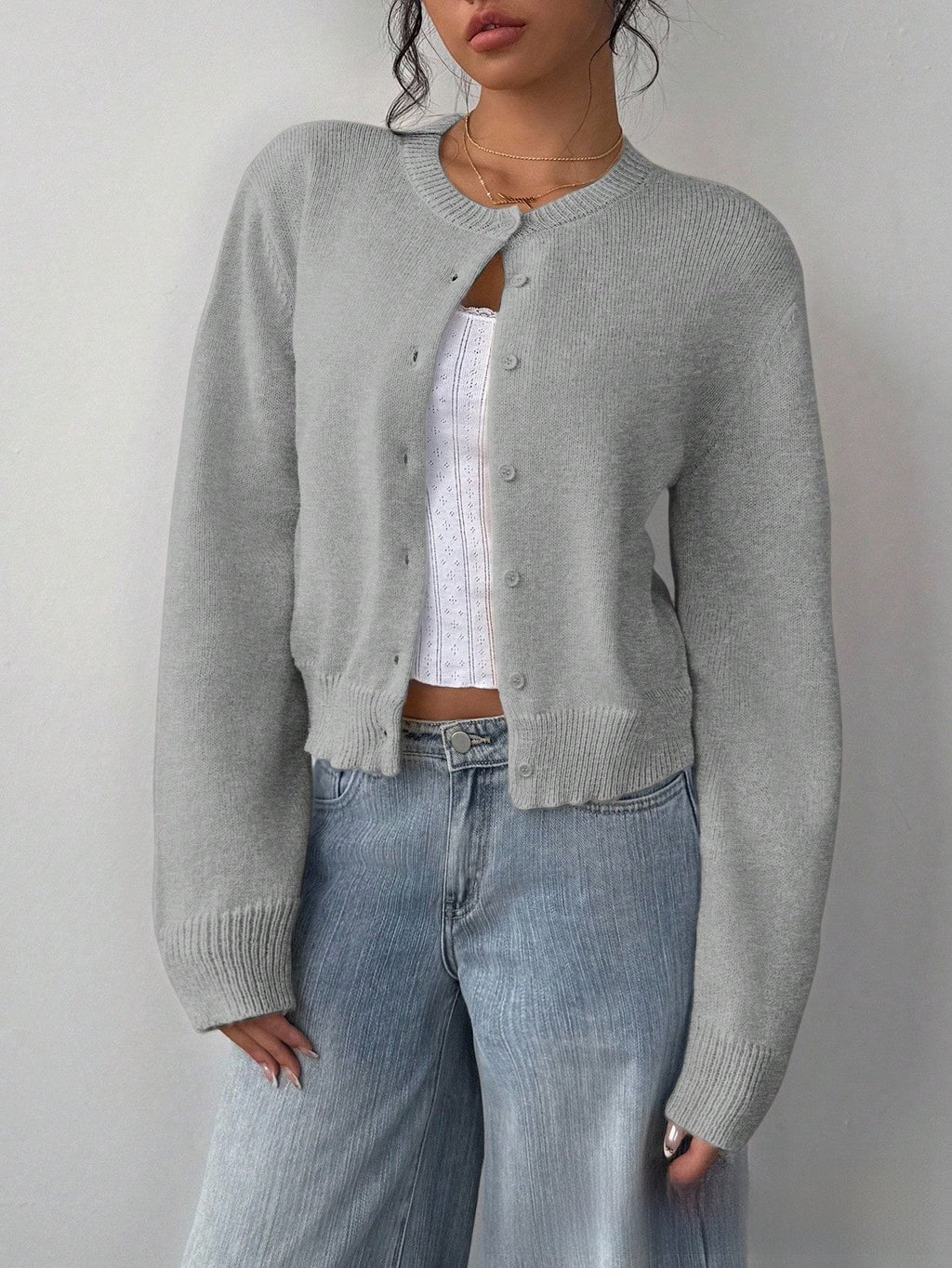 Top de cardigan de punto de estilo americano