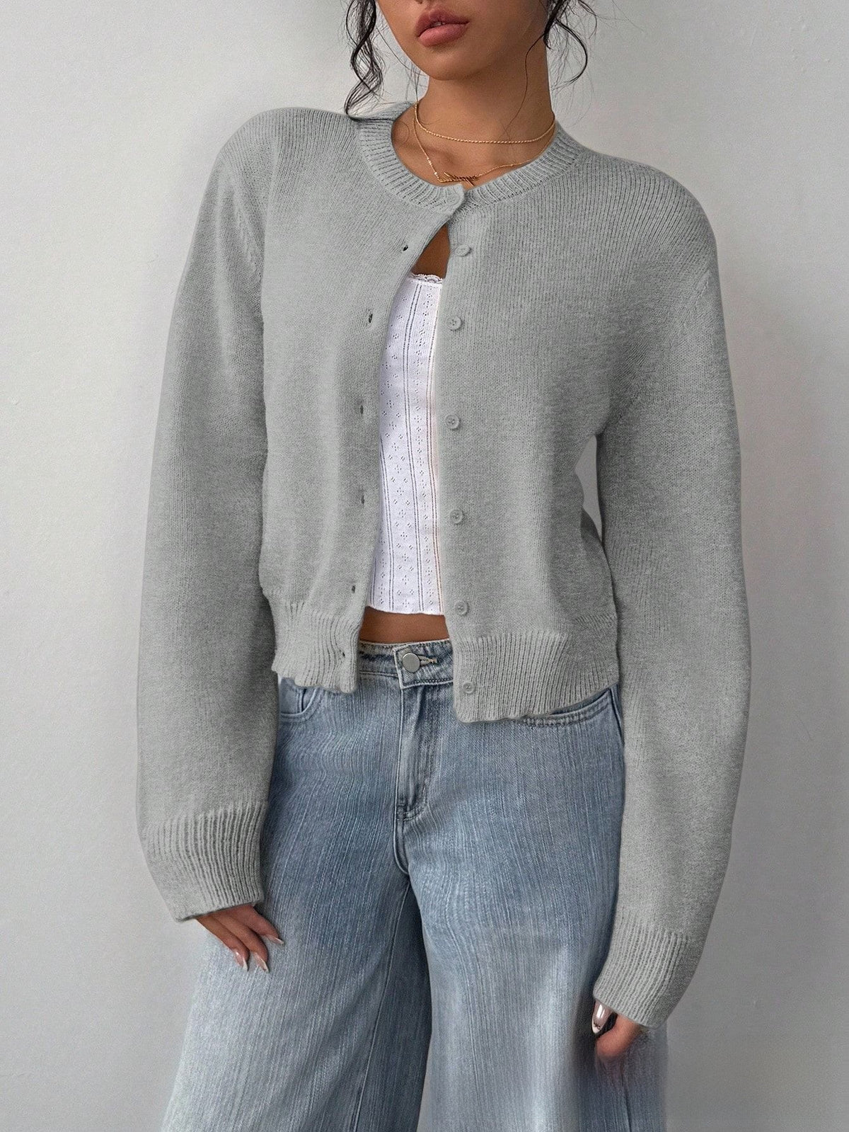 Top de cardigan de punto de estilo americano