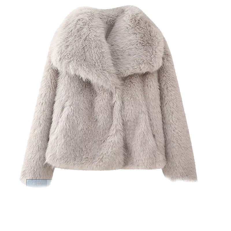 Chaqueta de invierno de piel sintética para mujer
