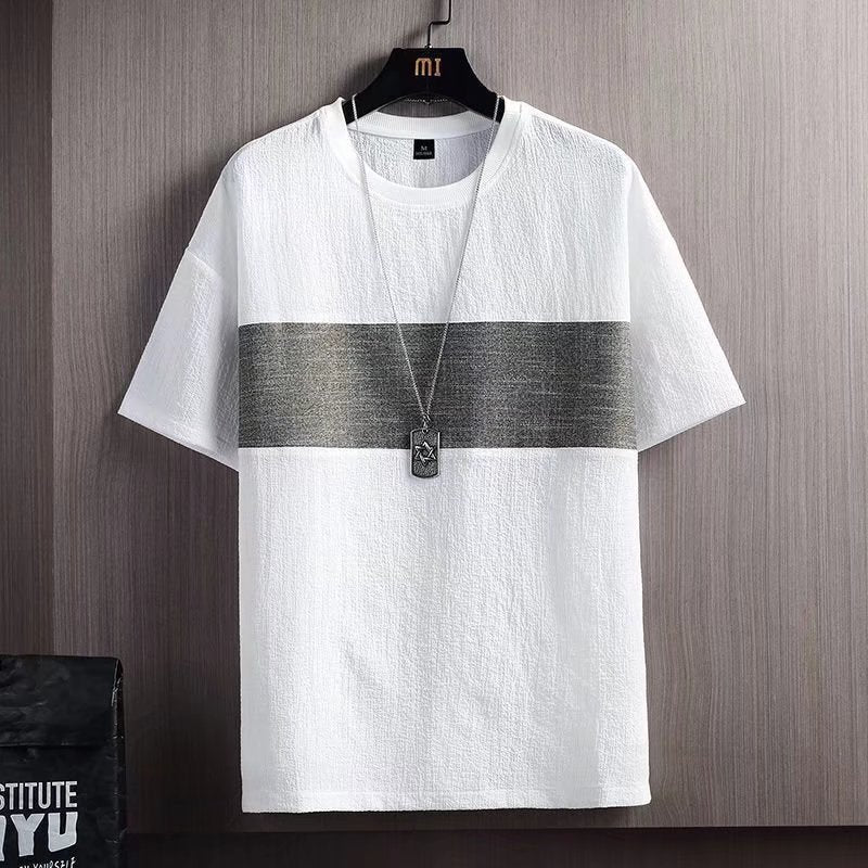 Camiseta de manga corta para hombre de algod�n y lino