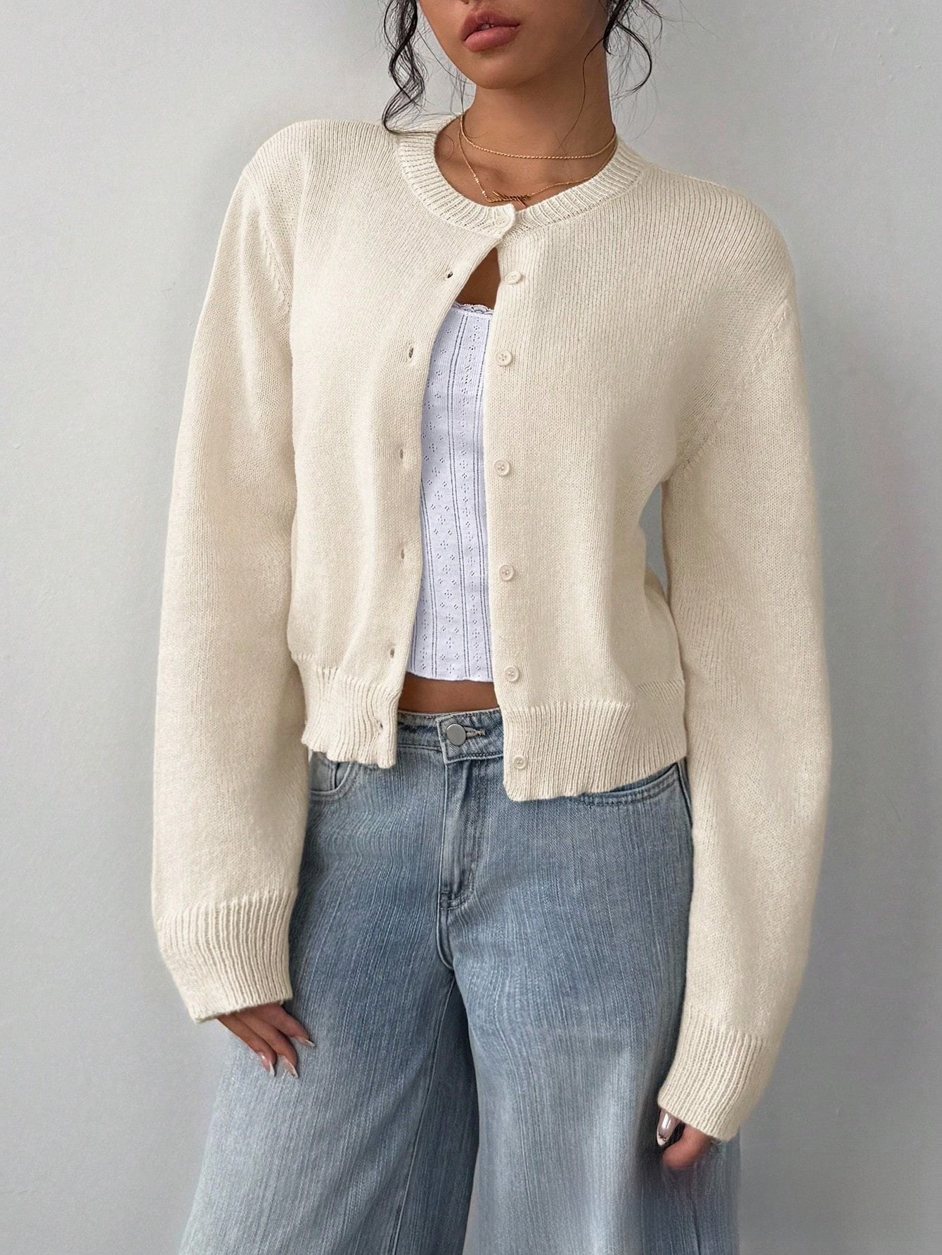 Top de cardigan de punto de estilo americano