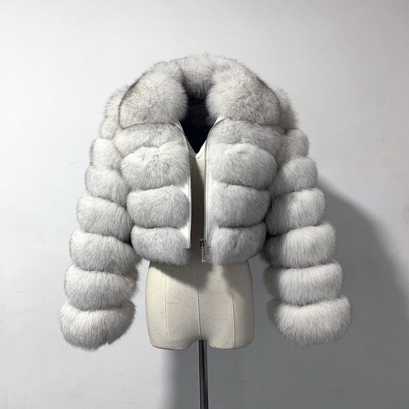 Abrigo de mujer de piel sintetica con cuello de solapa