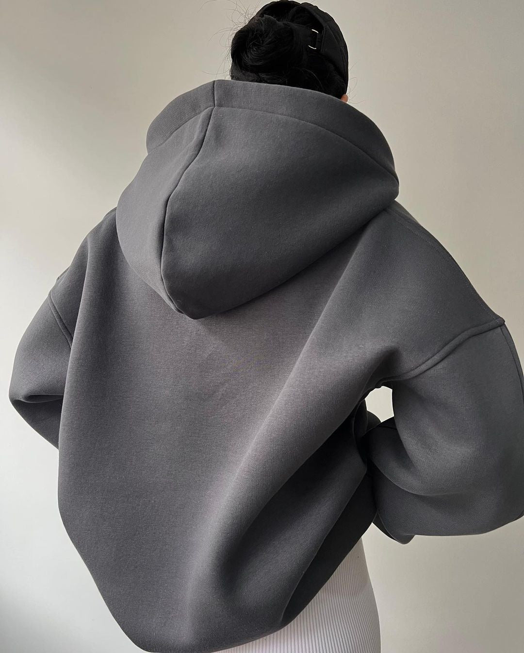 Sudadera de manga larga con capucha, estampado y forro polar para mujer