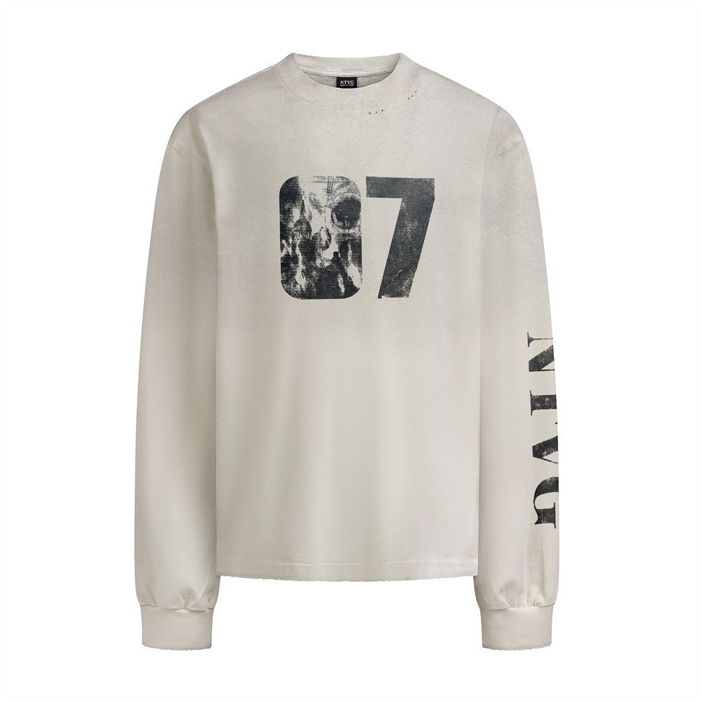 Camiseta de manga larga para hombre con estampado retro de letras