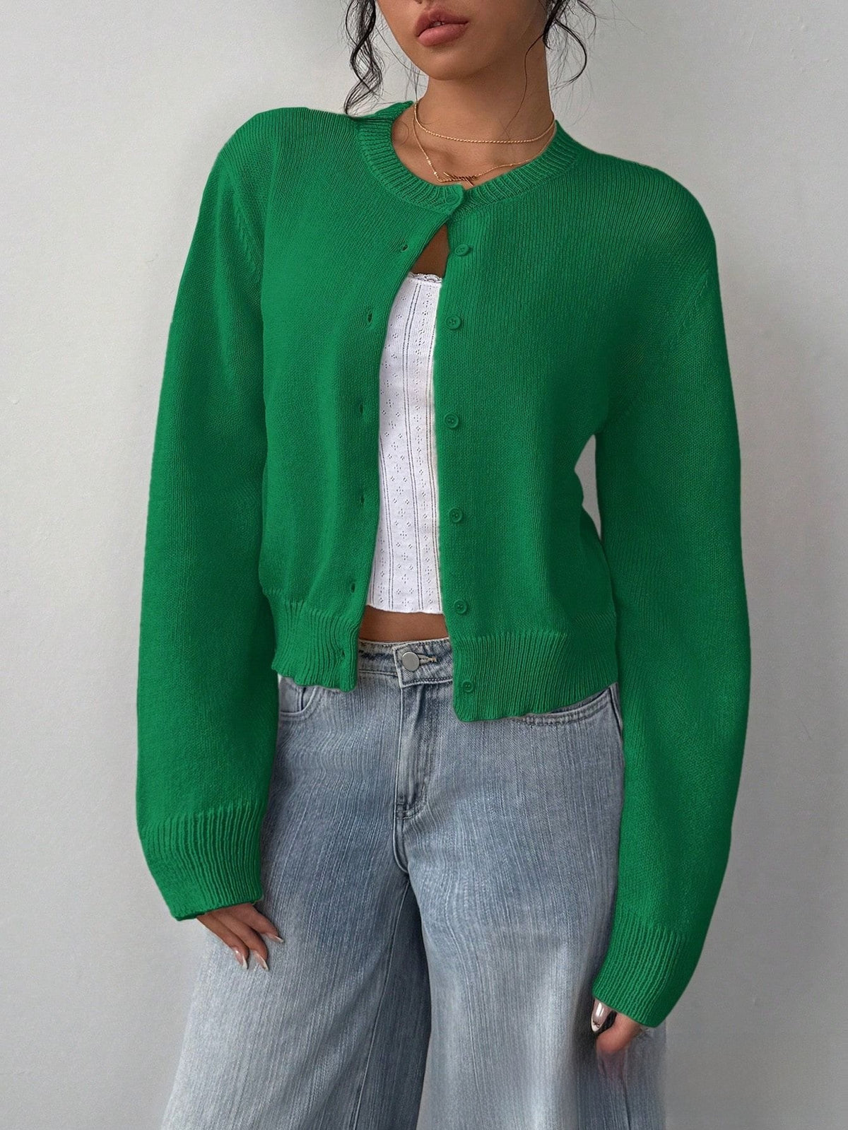 Top de cardigan de punto de estilo americano