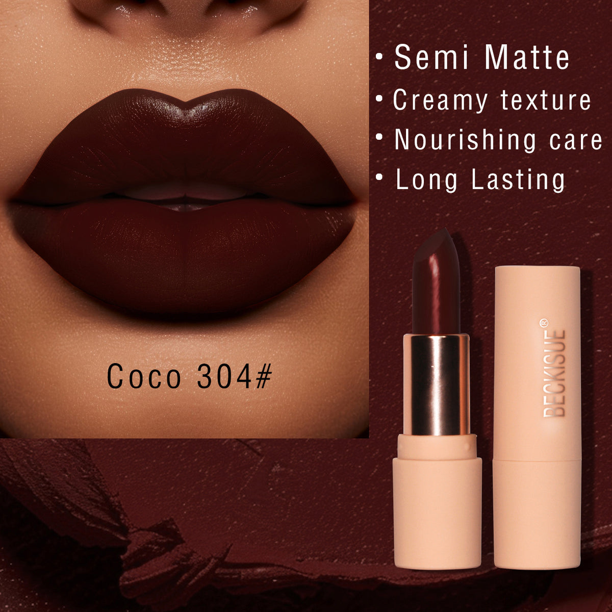 Labial Nude Semimate | Color Natural de Larga Duración | Labios Perfectos Todo el Día