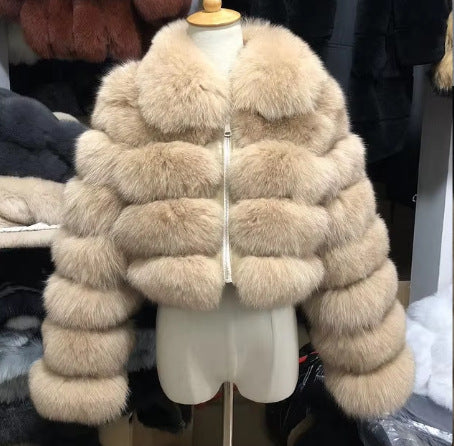 Abrigo de mujer de piel sintetica con cuello de solapa