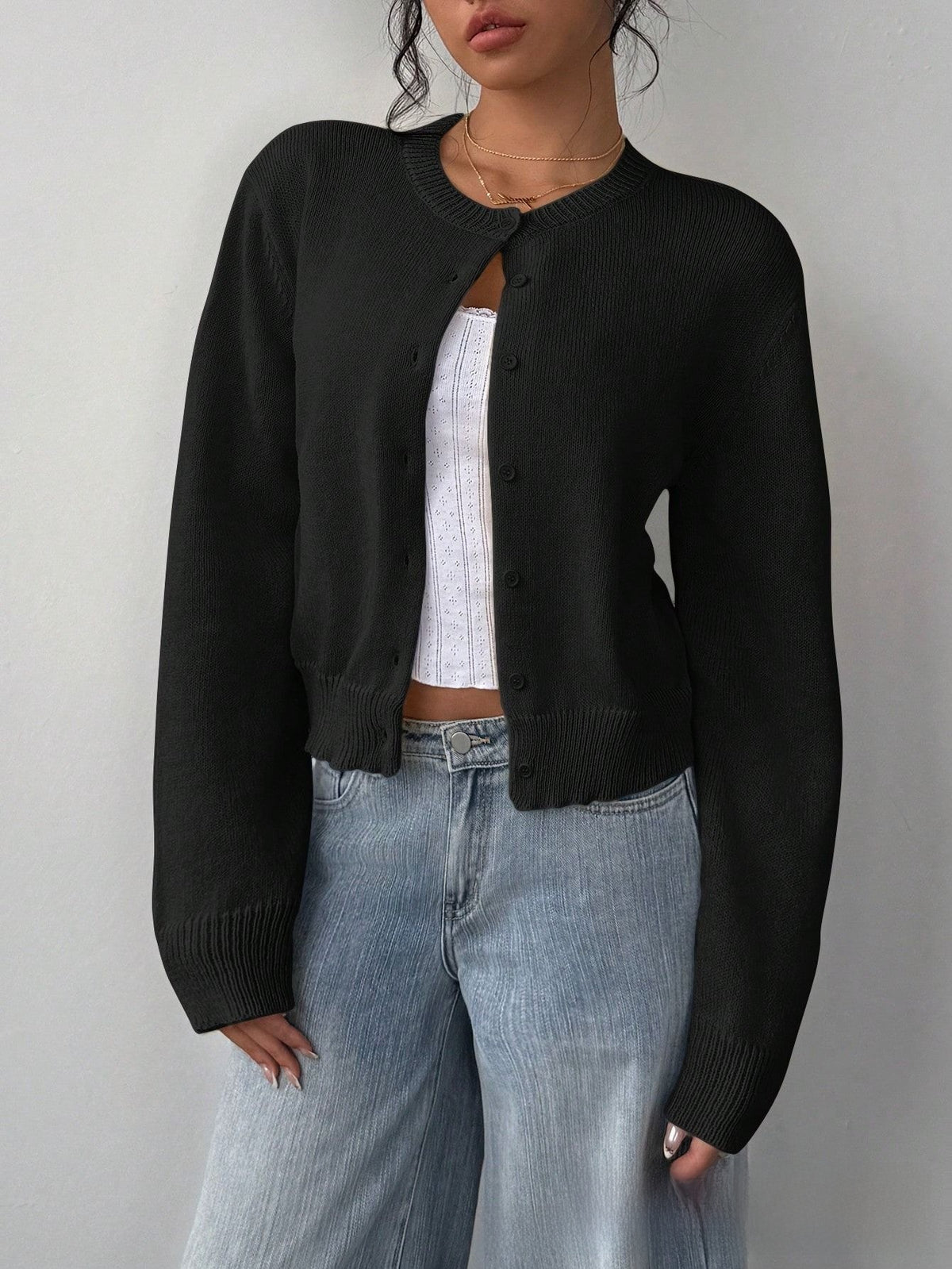 Top de cardigan de punto de estilo americano