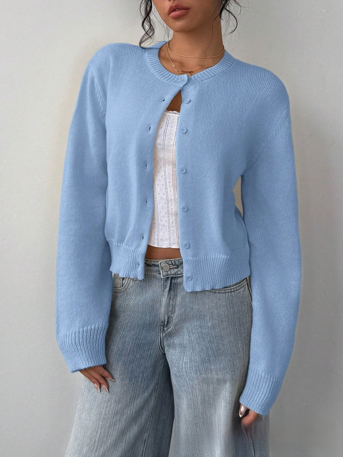 Top de cardigan de punto de estilo americano