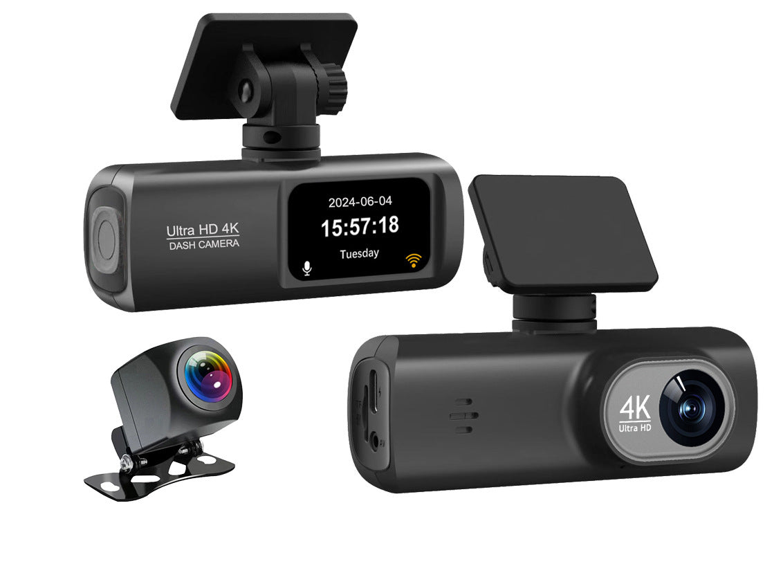 Camara de coche 4K de doble lente con vision nocturna, WiFi y GPS